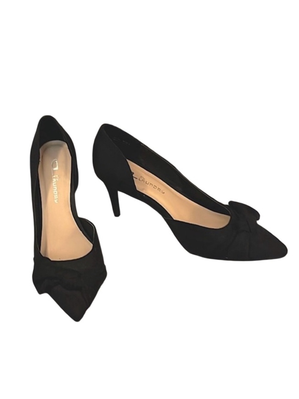 Chinese Laundry Women’s Black Faux Suede Pointy Toe Bow Pump Shoes Sz 8